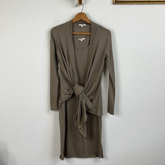 Back Label Cashmere Cotton Dress Cardigan Travel Set - Picture 1 of 11